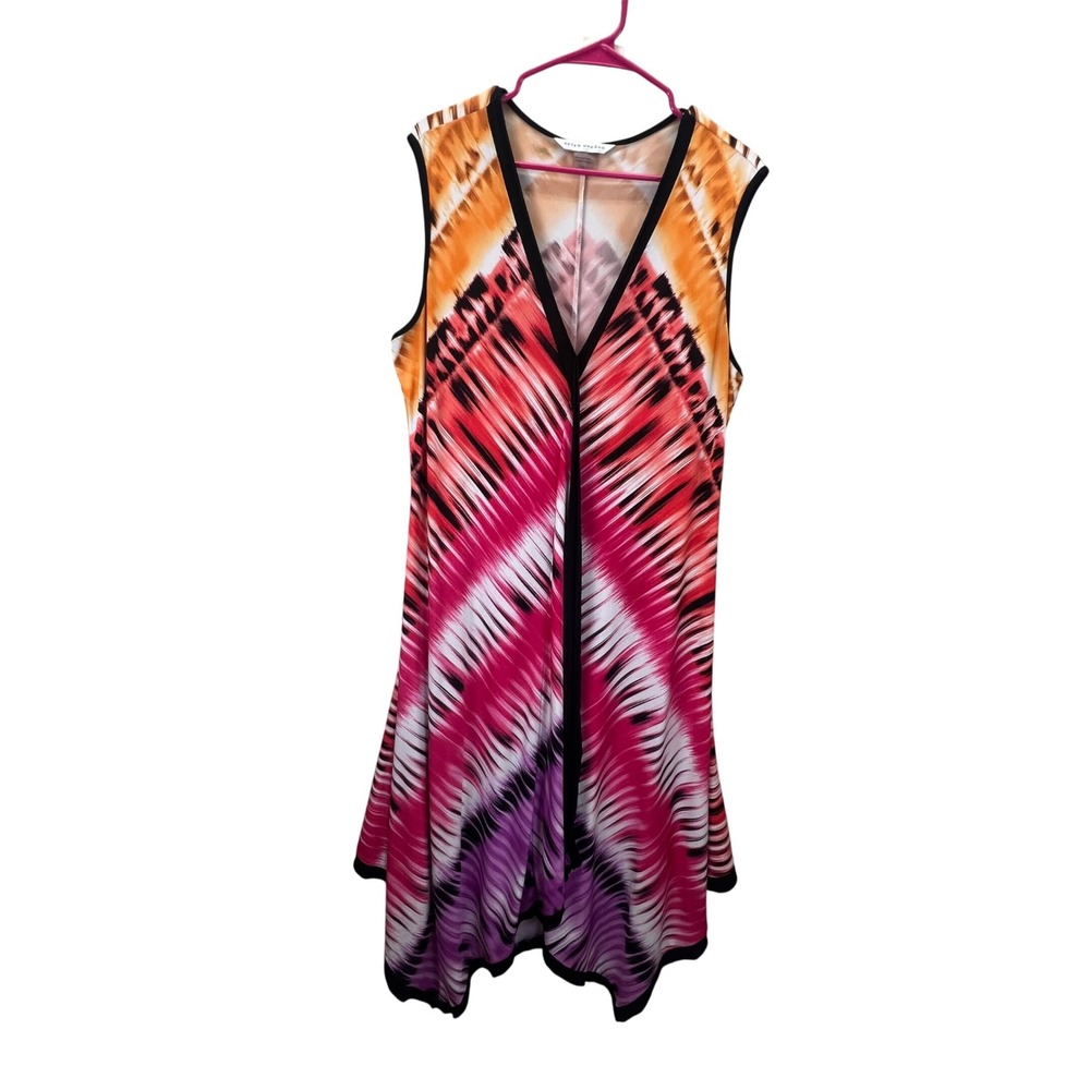 Peter Nygard Sleeveless Sharkbite Dress 16 Bohemian Stretchy Art to Wear